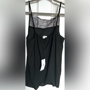 ‼️RARE‼️🎸HALSTON🎸🔥NWT🔥LACE TRIMMED CAMISOLE BLACK—S